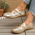 thumbnail image 3 of Women's Mary Jane Sneakers Glossy Leather Lightweight Slip on Casual Tennis Shoes Shiny Barefoot Ballet Flat Shoes, 3 of 8