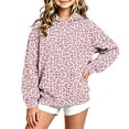 thumbnail image 5 of Sevevn Girls' Leopard Print Hoodie Sweatshirt Long Sleeve Pullover Hooded Top with Ribbed Cuffs and Hem, Cute Casual Graphic Printed Sweatshirt for Kids Everyday School Travel and Outdoor Wear, 5 of 5
