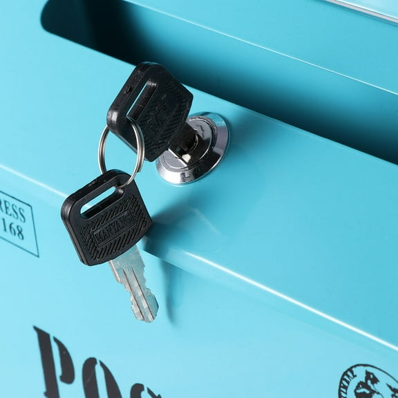 HAMPPLIES Wall Mountable Mailbox with Key Lock 1Set 8.7X2.6X11.4in Blue Iron