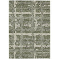 HomeRoots 584500 3 x 5 ft. Striped Washable Indoor & Outdoor Rectangle Area Rug, Olive Green, Gray & Beige