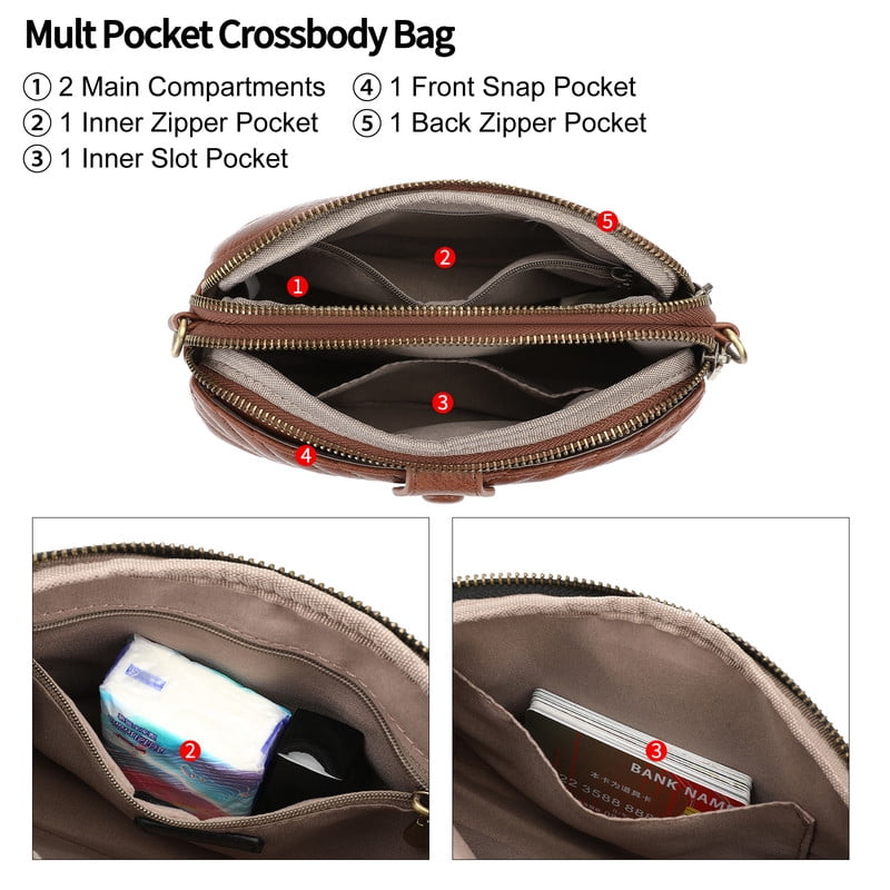 GAEKEAO Crossbody Bags for Women Leather Shoulder Purse Cross Body Bag Handbag with Wristlet Top Zipper