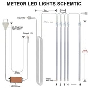 Christmas Lights Outdoor, Meteor Shower Falling Rain Lights 10cm 10 Tube 200 LED Icicle Cascading Lights for Xmas Tree Wedding Party Decoration, White
