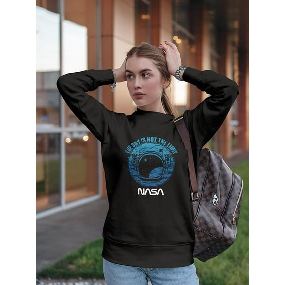 NASA Nasa Blue Logo And Quote Sweatshirt Women -NASA Designs, Female x-Large