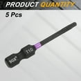 thumbnail image 3 of Uxcell 5pcs T10 Torx Impact Screwdriver Bit 1/4" Hex Shank 2" Long Magnetic No Hole, 3 of 7