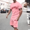 thumbnail image 3 of Short Sets for Men Los Angeles Graphic Short Sleeve Crewneck T Shirt and Shorts 2 Piece Matching Set Mens Summer Outfits, 3 of 5