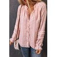 thumbnail image 2 of ABPHQTO Blusa de mujer con botones y ribete de volantes de encaje dulce rosa, 2 of 5