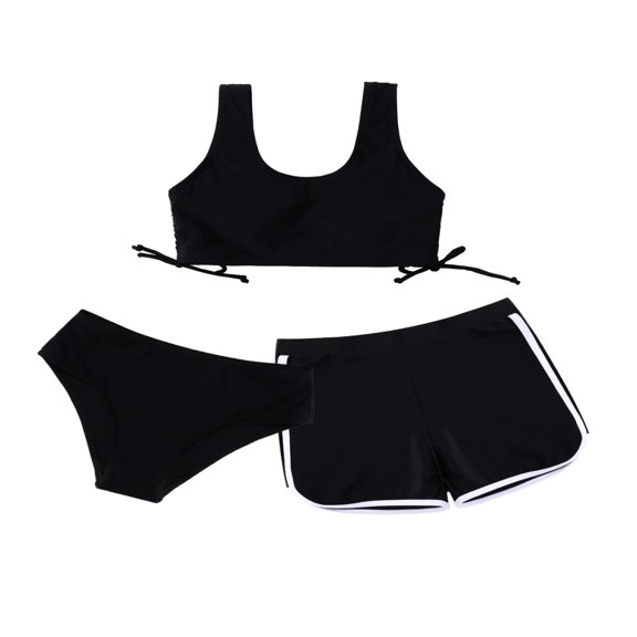 GYRATEDREAM Girls 3 Piece Swimsuits Print Top and Shorts Bikini Set Bathing Suit with Swimsuits Cover Up for 11-12 Years