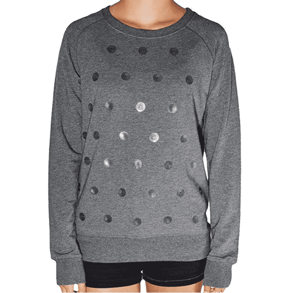 Kersh Ladies Long Sleeve Embellished Top - Charcoal Dot (Large)