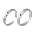 thumbnail image 4 of EverlastingPromise Adjustable Couple Rings, Sterling Silver Plated Cat Dog Pattern Wedding Band Engagement Ring Set, Niche Style Personalized Anniversary Gift, 4 of 8