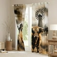 thumbnail image 3 of Manfei Rustic Farmhouse Blackout Curtains Set of 2 (52x84 Each), Highland Bull Window Curtains, Old Barn Door Windmill Curtains and Drapes, Luxury Room Decor, 3 of 6