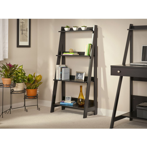 Bush Alamosa Ladder Bookcase, Classic Black