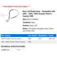 thumbnail image 2 of Rear Left Brake Hose - Compatible with 2001 - 2002, 2004 Chrysler Town & Country FWD, 2 of 2