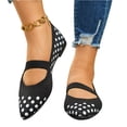 thumbnail image 5 of Polka Dot Mary Jane Flats, Elastic Strap Slip-On Shoes, Women's Polka Dots Mesh Ballet Flats Bowknot Pointed Toe Ballerina Flats Closed Toe Comfortable Casual Work Shoes, Black 5.5, 5 of 8