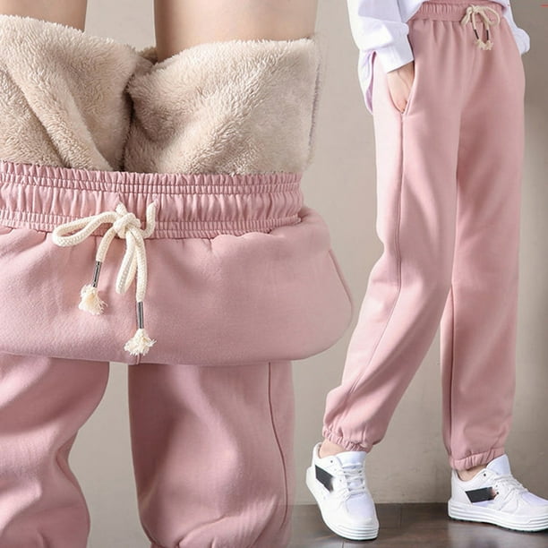 Aimik Fleece Sweatpants for Women Elastic Lace-up Joggers Harem Pants  Winter Warm Sherpa Lined Athletic Trouser - Walmart.com