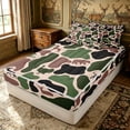thumbnail image 3 of Erosebridal Retro Green Camo Zipper Full Size Comforter Sets with Fitted Sheet and 2 Pillowcases for Boys Men, Woodland Animal Wildlife Zipper Bedding Set, Black Reversible, 4-Piece, 3 of 7