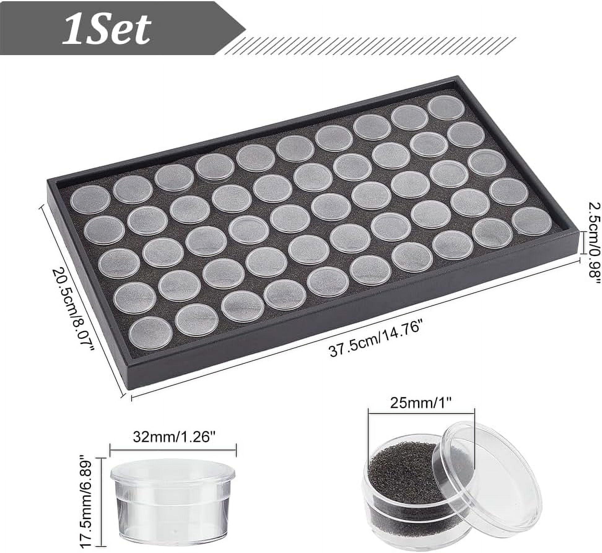 50 Gem Display Case Diamond Gemstone Storage Box Small Round Plastic Containers Box Jewelry Organizer Container with Foam for Collectibles Rhinestone Small Items Jewelry ClearDIY