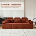 thumbnail image 4 of 101" Modern Corduroy 3-Seater Sofa for Living Room, Boneless Couch in a Box, Deep Seat Design, No Assembly Needed, Orange, 4 of 7
