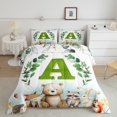 thumbnail image 3 of Feelyou Green Initial A Letter Bedding Comforter Set, Kawaii Bear Fox Animal Twin Comforter Sets, Eucalyptus Leaves Reversible Bedding Set, Luxury Bedroom Decor, 2pcs, 3 of 9