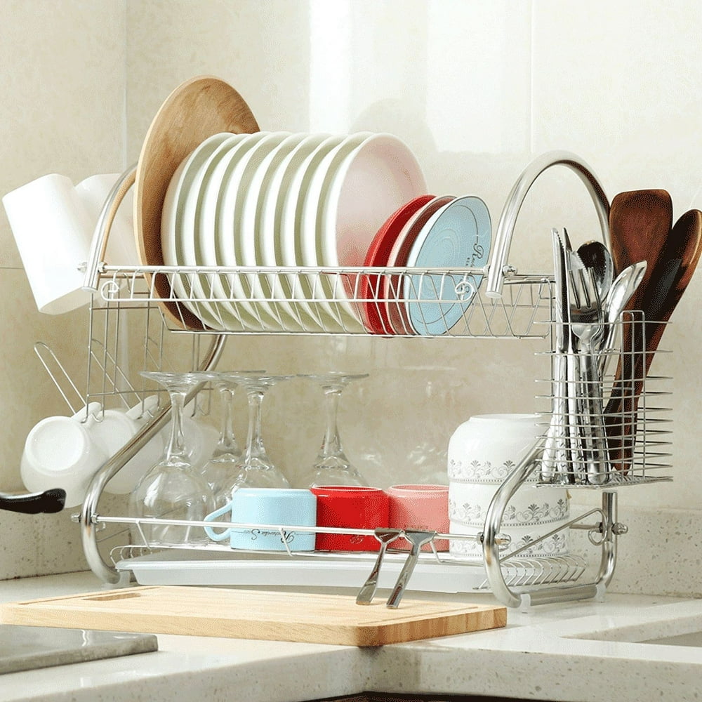 Multifunctional S shaped Dish Drying Rack Removable Drain Board for Kitchen Counter Organizer Storage Dish Drying Rack Over The Sink Adjustable Large Dish Rack Drainer Walmart