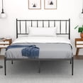 thumbnail image 3 of Queen Size Metal Platform Bed Frame with Headboard,Bed Frame Mattress Foundation with Slat Support and 12.3" Storage Height No Box Spring Needed for Girl Boy Adults Black, 3 of 7