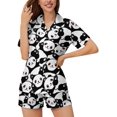 thumbnail image 2 of SKQIT Ensembles de Pyjama à Manches Courtes pour Femmes, 2 Pcs en Satin Doux Imprimé Mignon Chemise Boutonnée et Shorts, 2 of 8