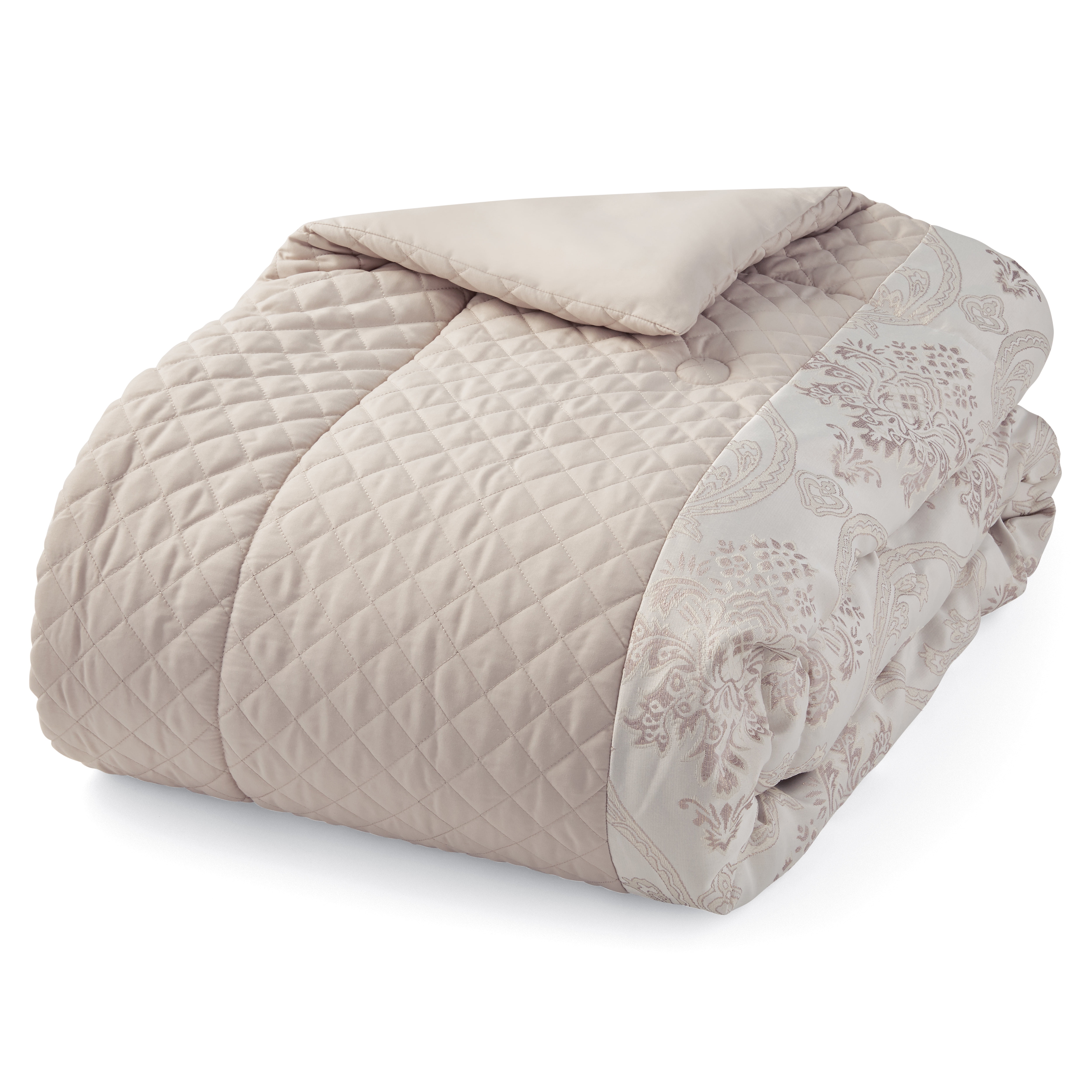 Mainstays 7-Piece Ivory Quilted Jacquard Comforter Set, Full/Queen