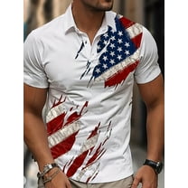DCDany Men's 1776 Independence Day American Flag Short Sleeve Polo Golft Shirt White 3XL