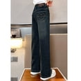 thumbnail image 4 of Girls Jeans Baggy Pants Wide Leg/Flare Denim Ripped Teen Clothes Tween Outfits Casual Straight Leg Jeans Kids 6-14Y Children's Fashion Back to School(Color:Blue,Size:9-10 Years), 4 of 9