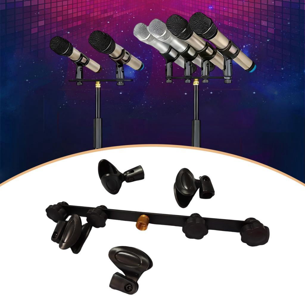 MERIGLARE Microphone Stand Mic Mount Bar Microphone Holder Bracket Multi Mic Display Stand Dynamic Microphone Organizer PP Material Suitable for Studio Performances Group Recording 4 clip