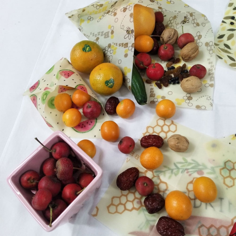 3PCS Beeswax Food Wraps Food Covers Reusable Eco-Friendly Wash Wrap Stretch lids