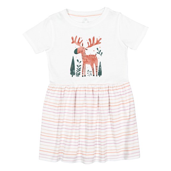 Inktastic Cute Moose in Forest Girls Toddler Dress