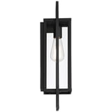 Possini Euro Jericho Outdoor Wall Light – Black Metal, Clear Glass, 19" High, Modern Exterior Sconce