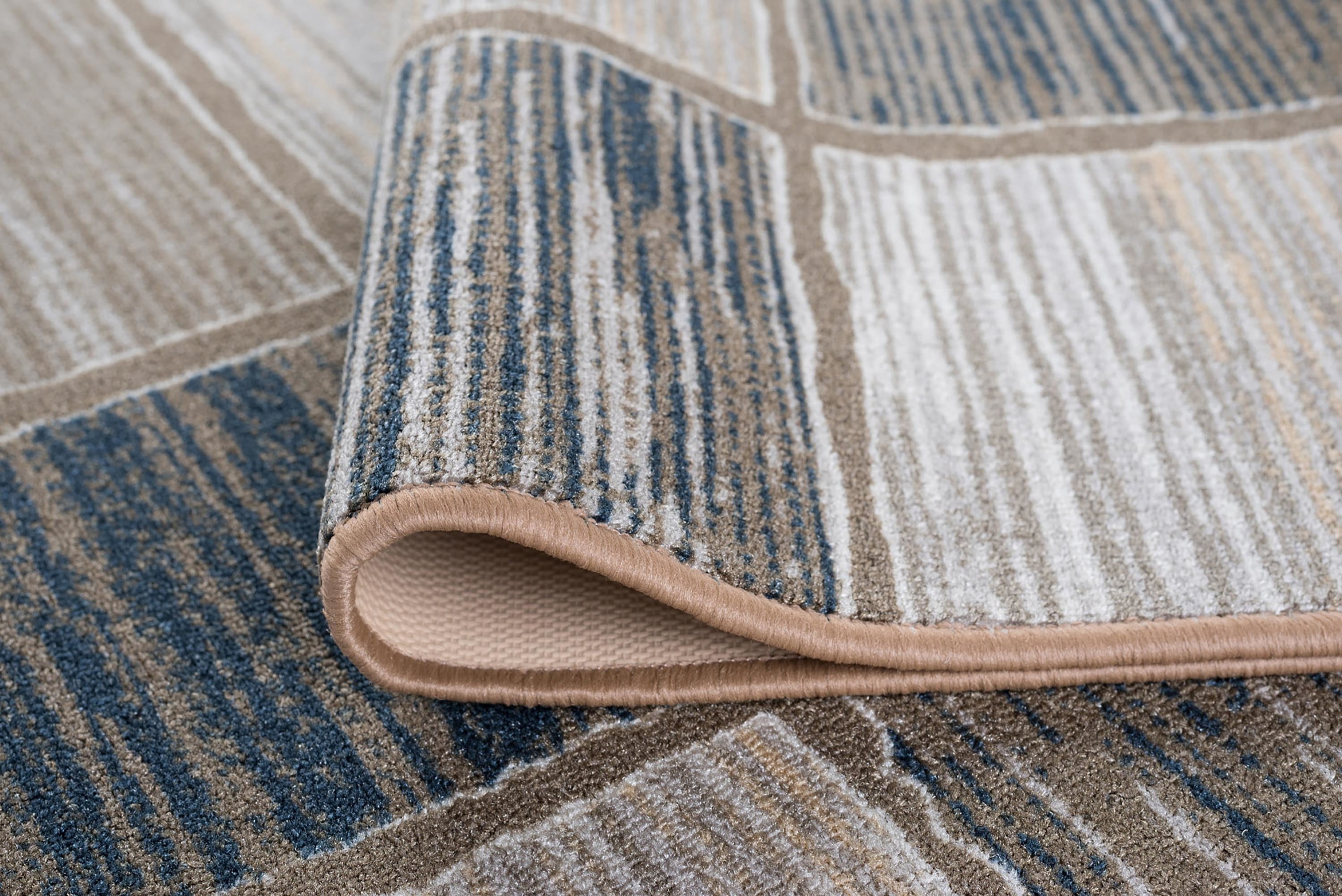Contemporary 5x7 Area Rug (5' x 7') Abstract Taupe, Beige Living Room Easy to Clean