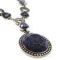thumbnail image 5 of Genuine Sodalite Pendant Necklace with Silver Tone Chain, 26-29 inches Long Jewelry Necklace Silver, 5 of 7