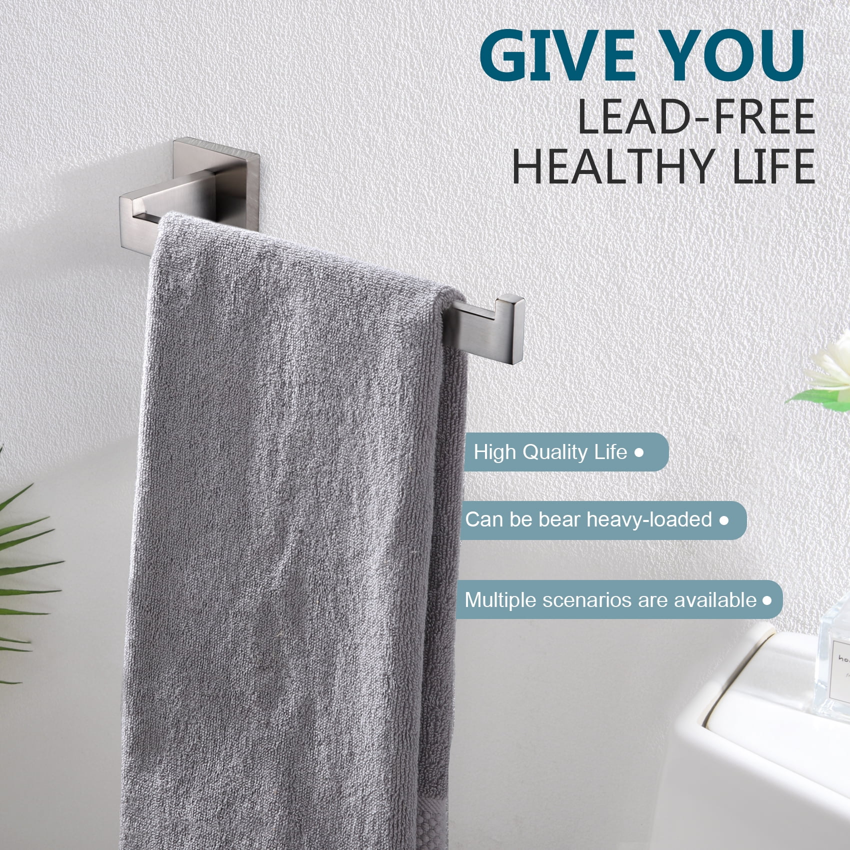 Black KOKOSIRI Towel Bathroom Ring Mount Kitchen Steel Racks Stainless Towel Hand Rods B3003BK Towel Rails Wall Stylish Hardware