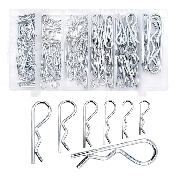 ZHZFKQ 2026 New 100 Pcs Cotter Pins Assortment Kit,R Clips Split Pins Cotter Pin Retaining Spring Hitch Cotter for Use on Hitch Pin Lock Systems,Heavy Duty Zinc Plated Hitch Pin Fastening Pin Set