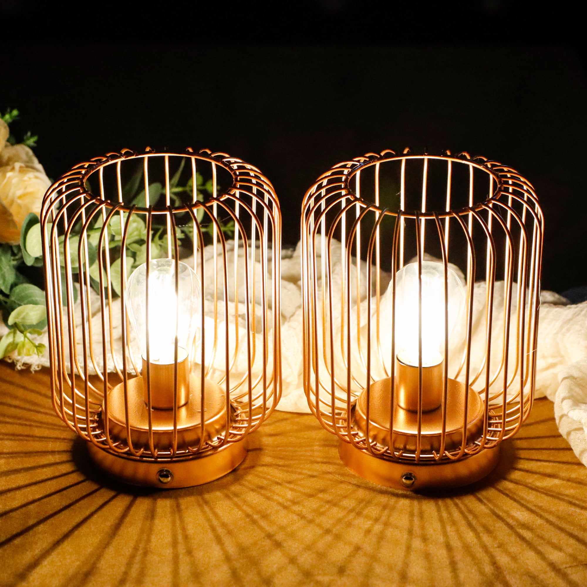 LED Cordless Table Lamps Set of 2 Rechargeable Battery Operated Desk Lamp 7 "H Touch Dimmable Wireless Lamp for Indoor Outdoor Bedrooms Office Wedding Parties Patio
