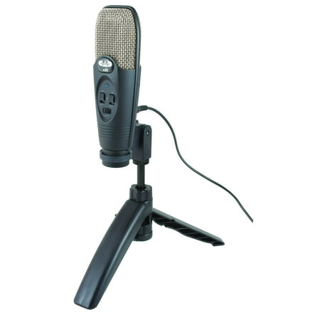 USB Large Diaphragm Cardioid Condenser Microphone with Headphone Output, Tripod Stand and 10' USB