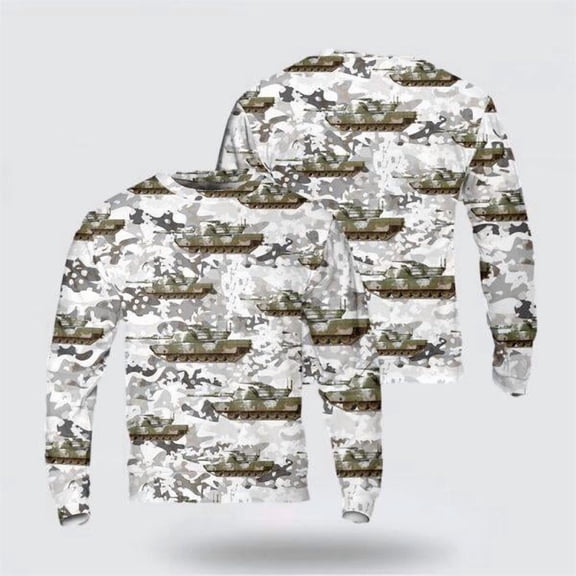 Army Sweater, US Army M1 Abrams Tank winter camo Christmas Sweater