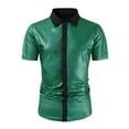 thumbnail image 2 of Men's Casual Short Sleeve Sequin Shirt with Turn Down Collar for Daily Wear, 2 of 7