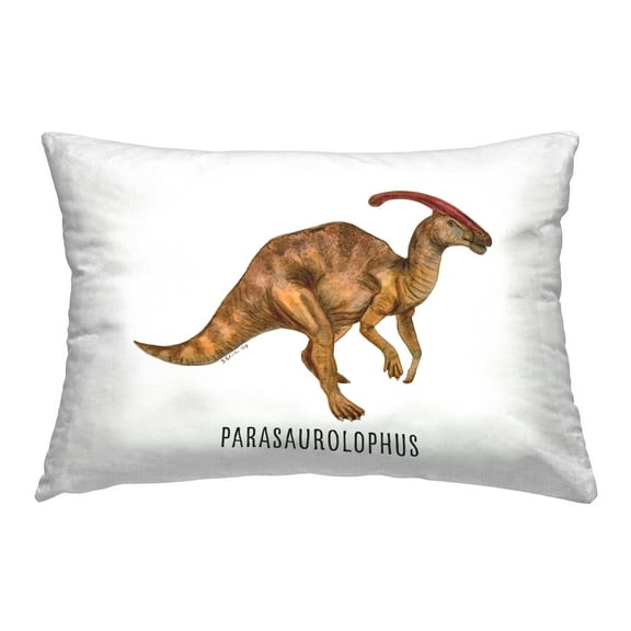 Stupell Industries Parasaurolophus Dinosaur Learning 14" x 20" Animals Print Polyester Throw Pillow, Zip Closure 1 Count
