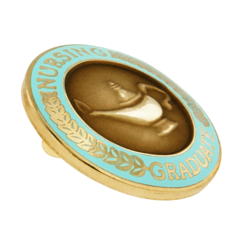 PinMart Nursing Graduate Lamp of Knowledge Circle Teal Enamel Lapel Pin