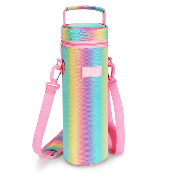 Tirrinia Wine Bag Portable Gift Tote,Polyester Zipper Cylinder Can Leakproof Insulated Wine Bottle Carrying Cooler Carrier for Travel,Picnic,Party,Great Gift for Wine Lover,Rainbow