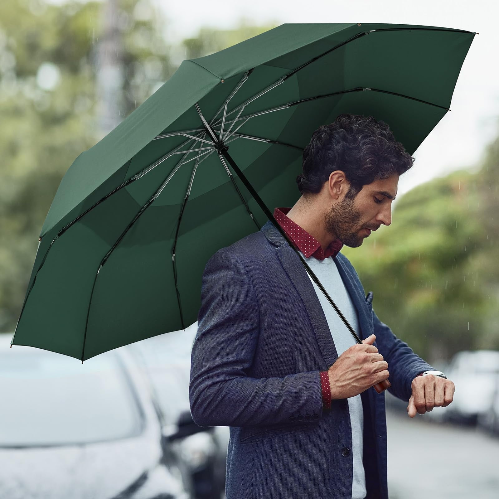 G4Free 54" Large Compact Windproof Golf Umbrella | Auto Open/Close Folding Travel | Reinforced 10-Frame Vented Double Canopy for Men & Women