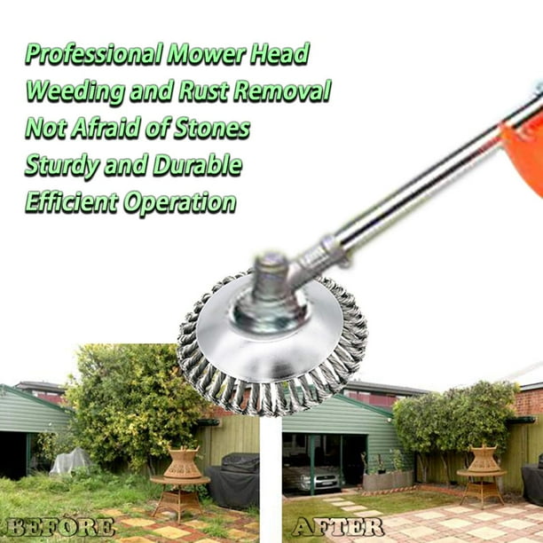 Steel Wire Weed Brush Trimmer Head, Inches Round Steel Wire Cutter Head, Bowl Type Rotary Lawn Mower Wire Wheel Grass Weed Brush Garden Weed Cleaning Tool (6-inch) - Walmart.com