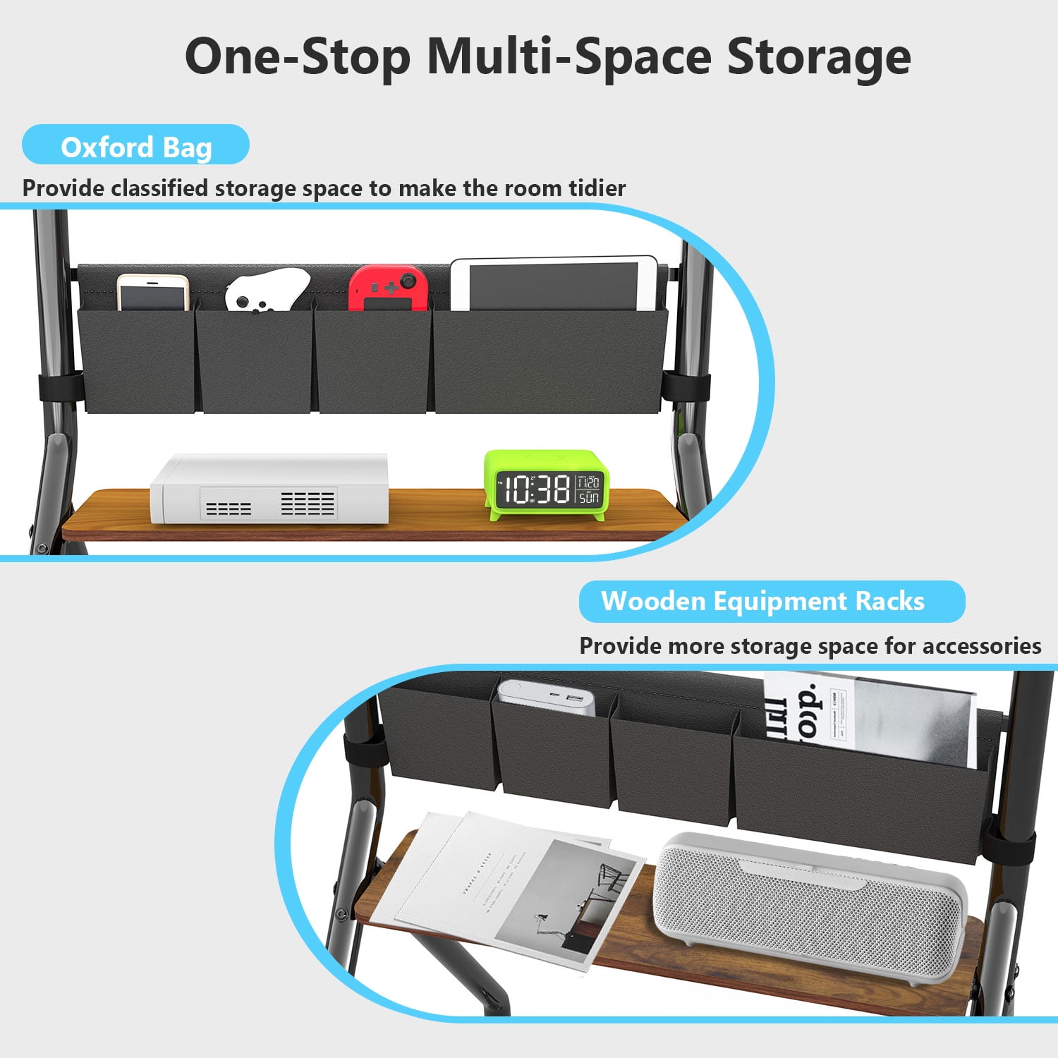 Hellsehen Mobile TV Stand for 32" to 75"  Screens 220 lbs Height Adjustable Modern Black