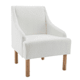 thumbnail image 5 of Cozy Upholstered Accent Chair with Wooden Legs, White Boucle Fabric Armchair for Living Room, Bedroom, 5 of 6