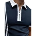thumbnail image 3 of ORQ Men Summer Base Business Tops Zipper Lapel Casual Shirts, 3 of 4