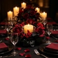 thumbnail image 4 of Artificial Rose Candle Ring Wreath, Faux Floral Candle Holder Garland, Black Red Berry Table Centerpiece, Seasonal Candle Ring Arrangement, Flower Decorative Ring, Floral Ornament for Pillar Candles, 4 of 6