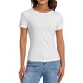 thumbnail image 2 of Gupgi Women Crop Top Basic Slim T-Shirts Summer Solid Color Tees, 2 of 9
